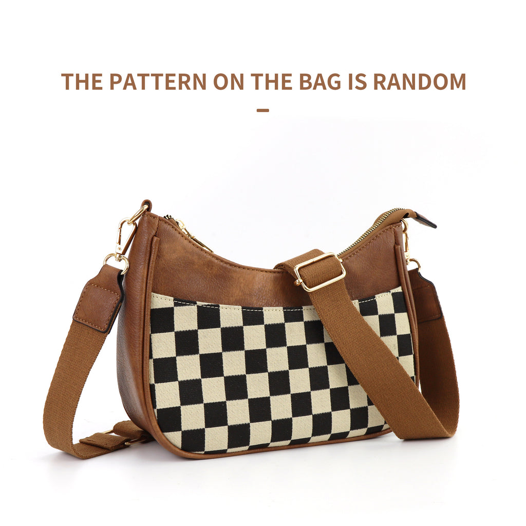 Embroidered Strap Crossbody Shoulder Bag - Brown01