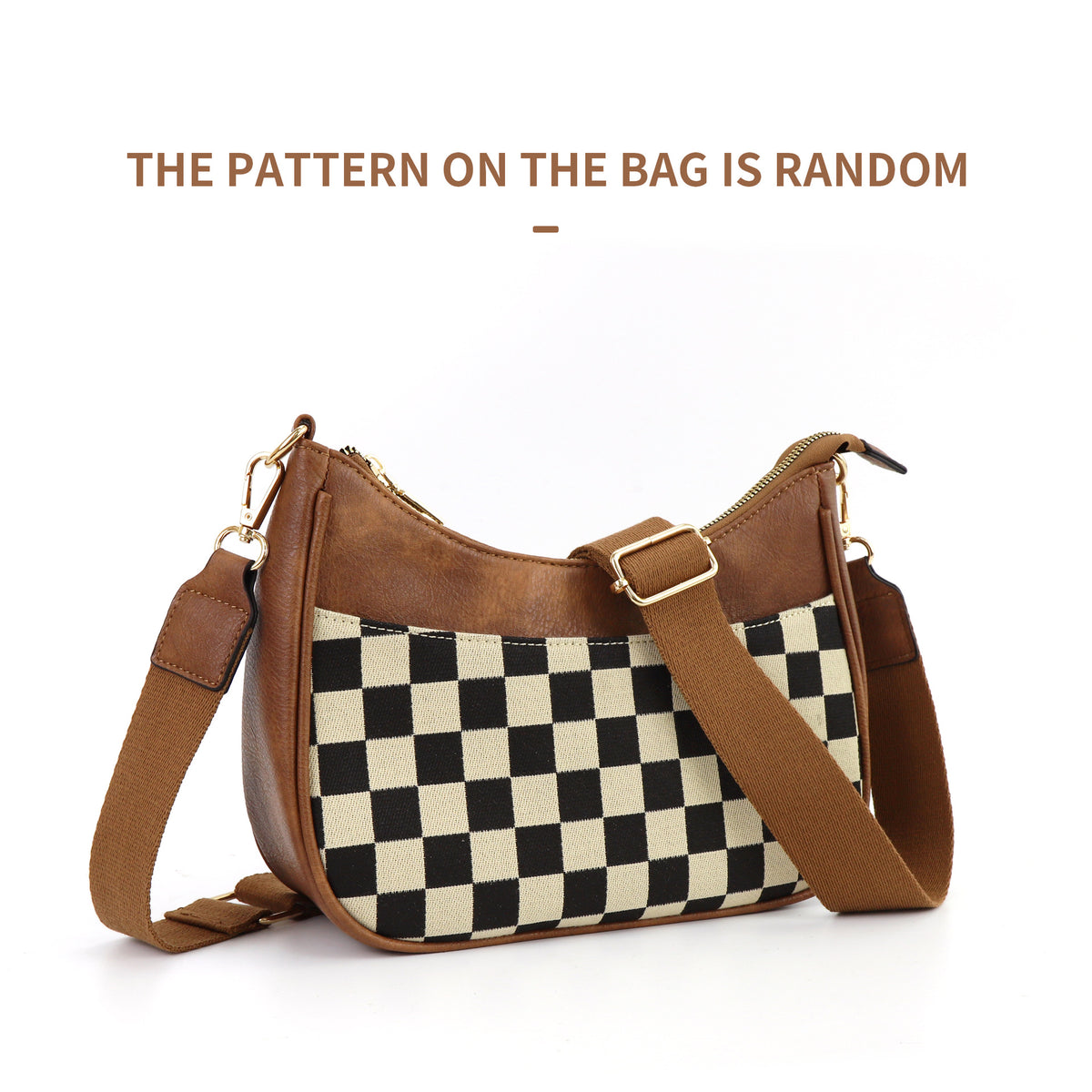 Embroidered Strap Crossbody Shoulder Bag - Brown01