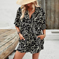Abstract Print Shirt And Shorts Set - black