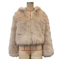 Hooded Shaggy Faux Fur Cropped Coat - Apricot