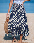 Resort Chevron Print Flowy Maxi Skirt - Blue