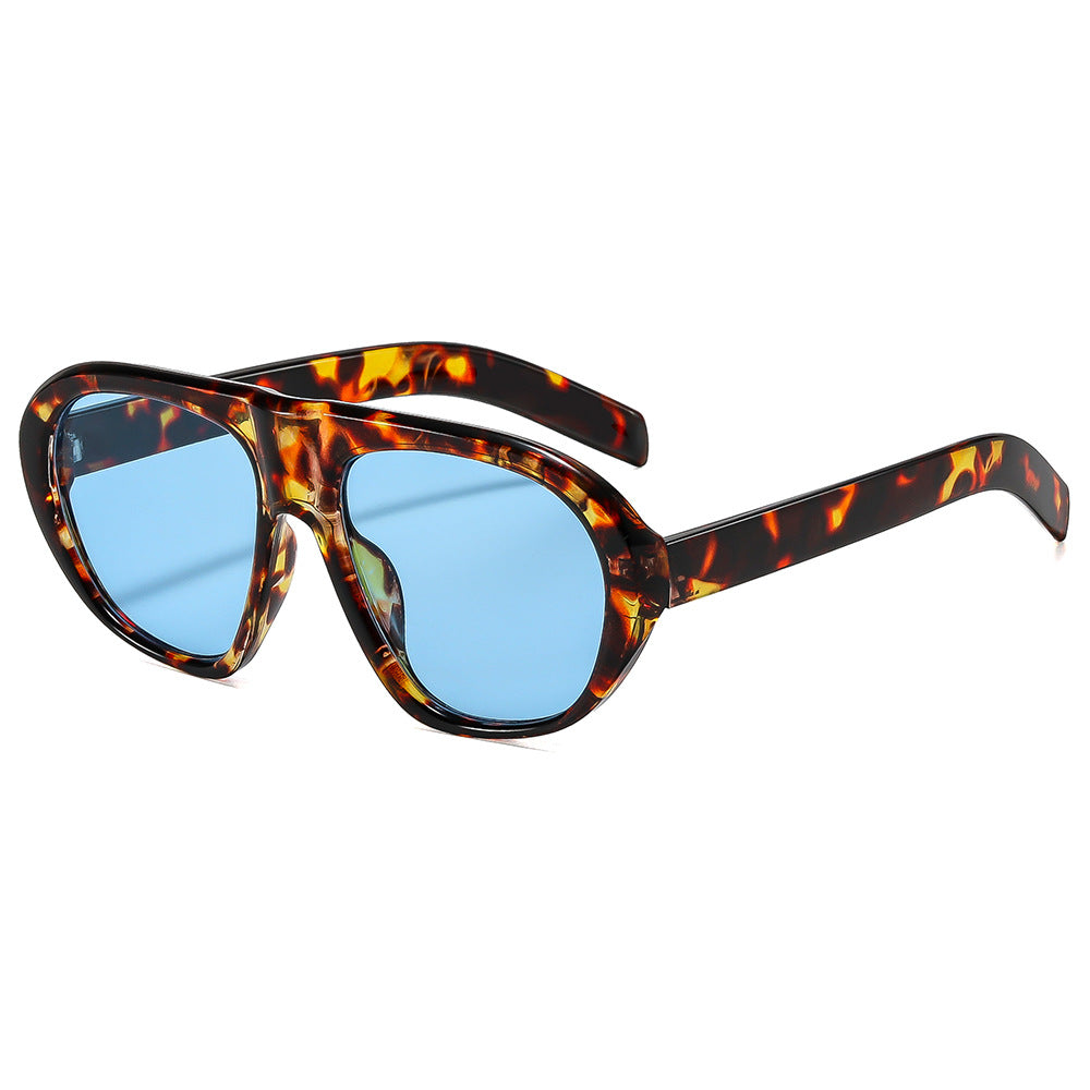 Thick Frame Retro Pilot Sunglasses - Decor_B