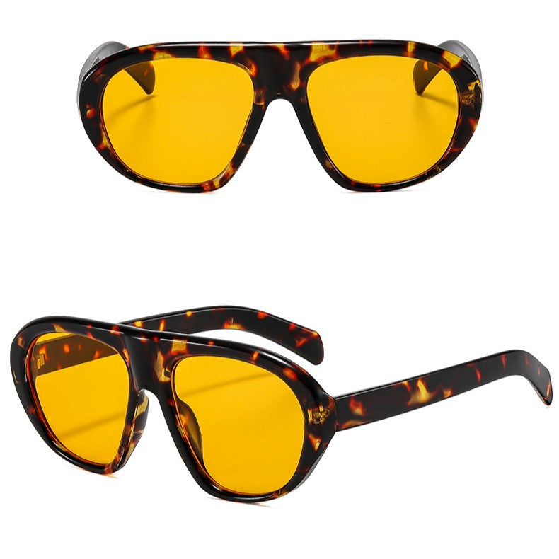 Thick Frame Retro Pilot Sunglasses - Decor_O - 1