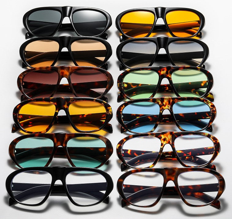 Thick Frame Retro Pilot Sunglasses - Decor_O - 2