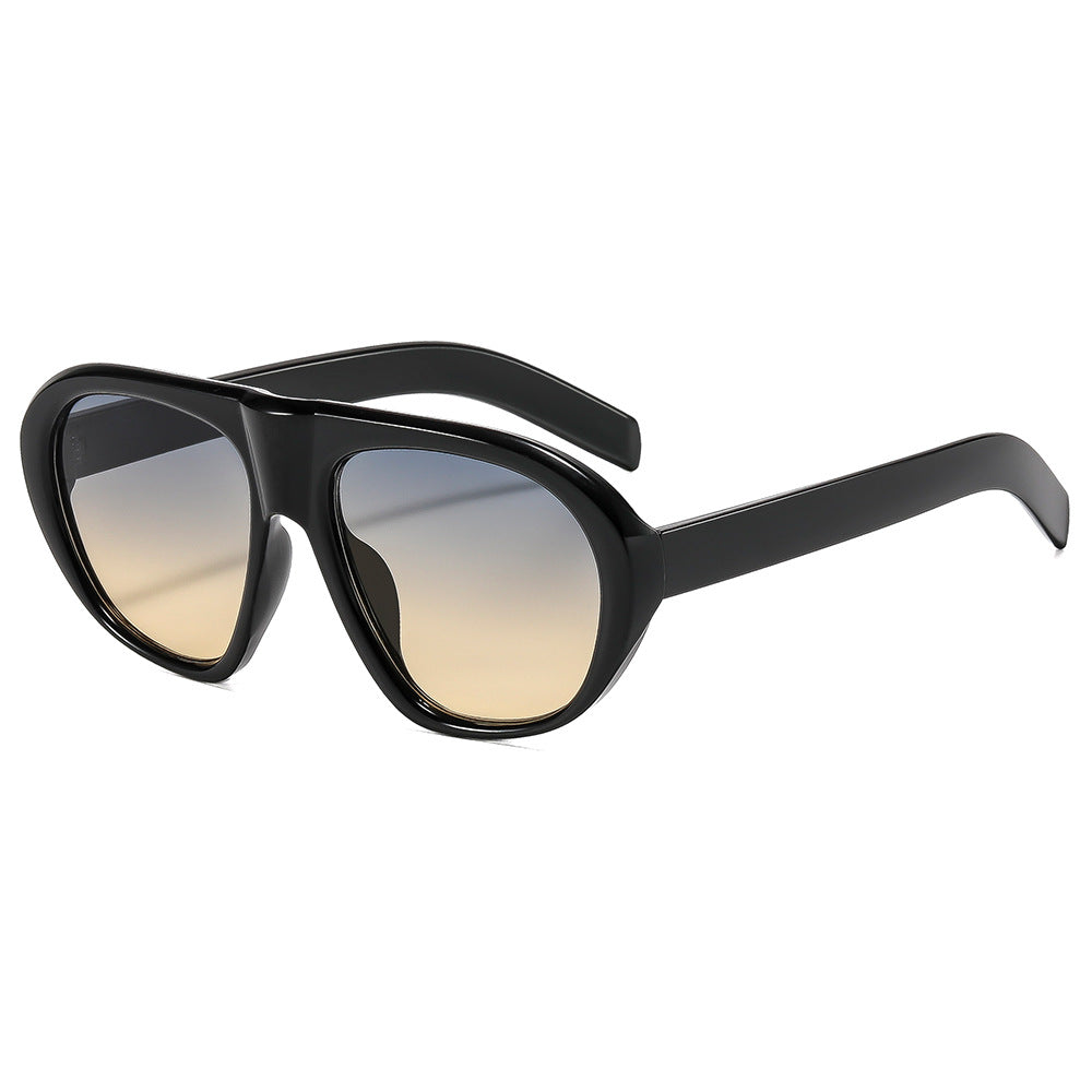 Thick Frame Retro Pilot Sunglasses - Khaki