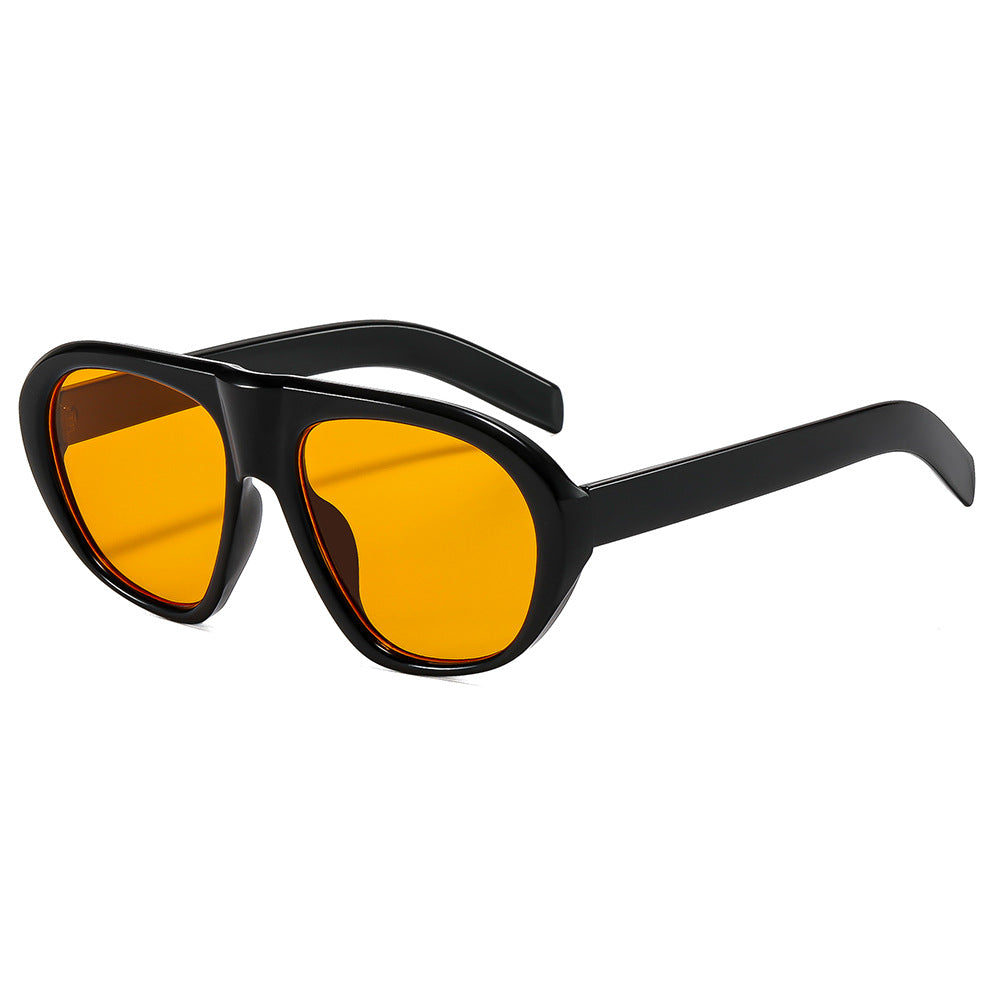 Thick Frame Retro Pilot Sunglasses - Orange
