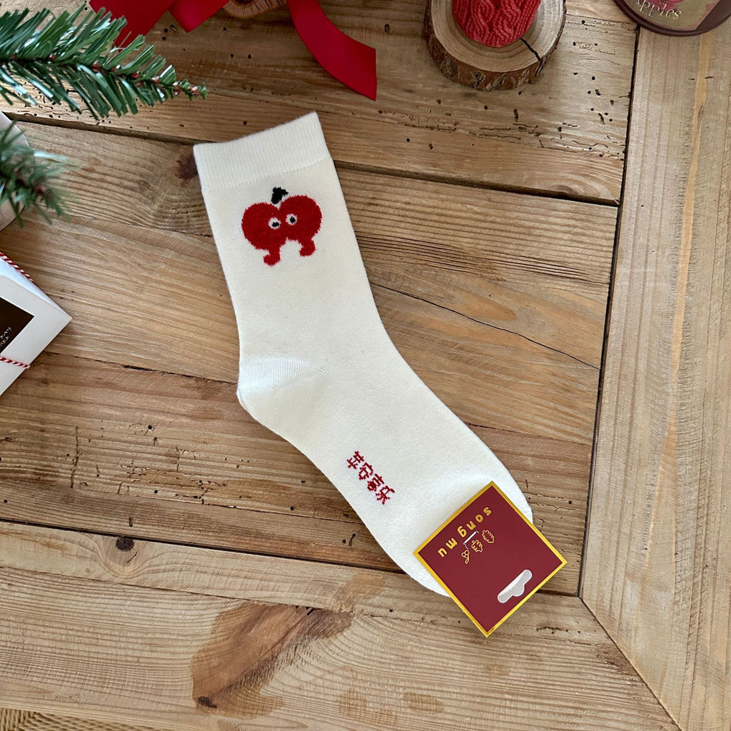 Polka Dot Apple Holiday Crew Socks - Color_02