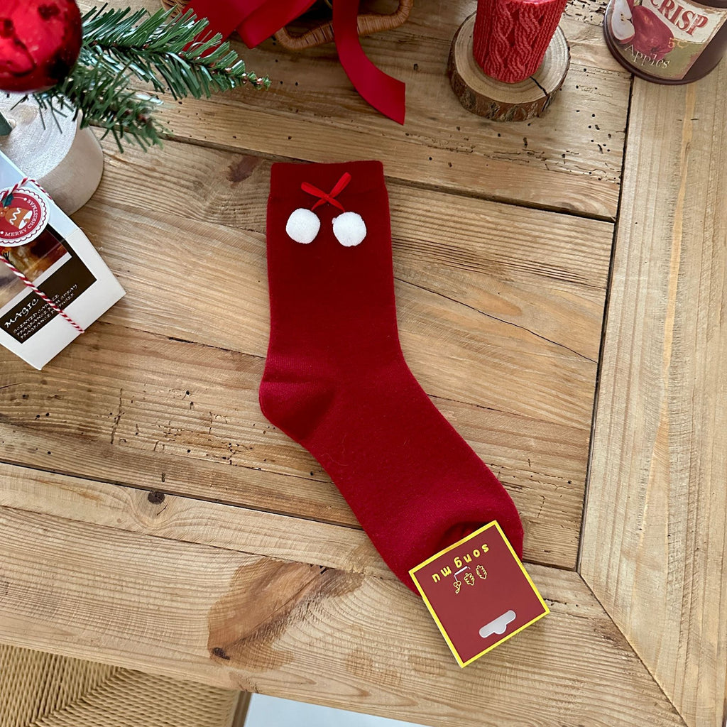 Polka Dot Apple Holiday Crew Socks - Color_03