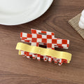 Checkerboard Wavy Acetate Claw Clip - Color_1
