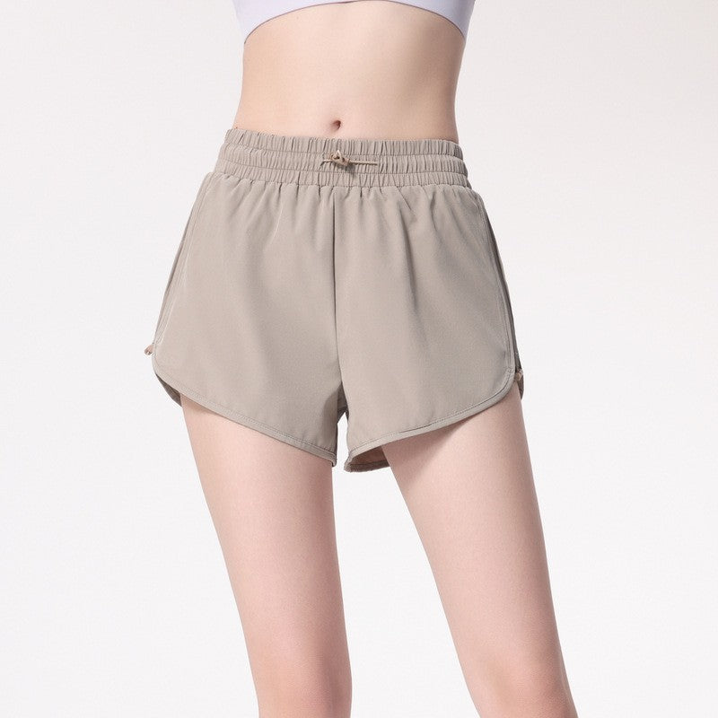 Drawstring High Waist 2-in-1 Running Shorts