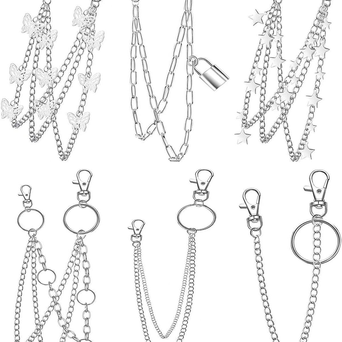 Butterfly Padlock Charm Layered Body Chain - view 2