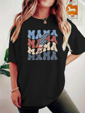 Retro Mama Stacked Graphic Tee - Black