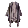 Geometric Colorblock Open Front Ruana Wrap - purple