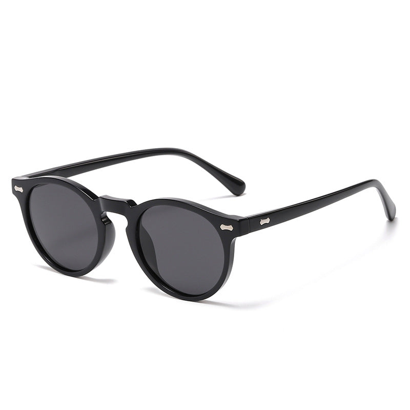 Classic Round Frame Sunglasses With Rivets - Color_01