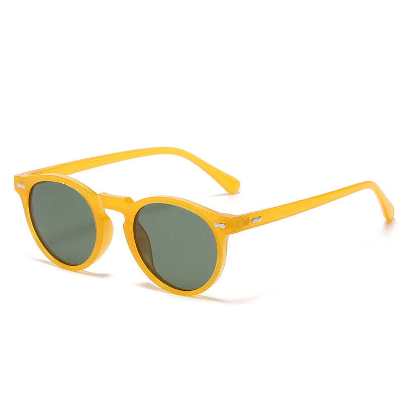 Classic Round Frame Sunglasses With Rivets - Color_05