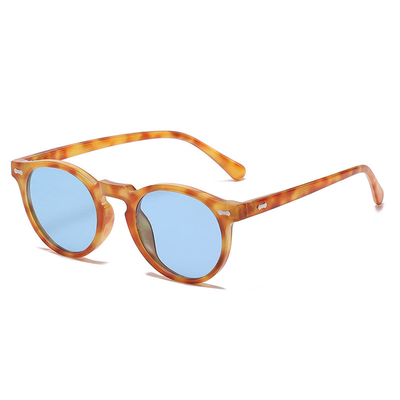 Classic Round Frame Sunglasses With Rivets - Color_10