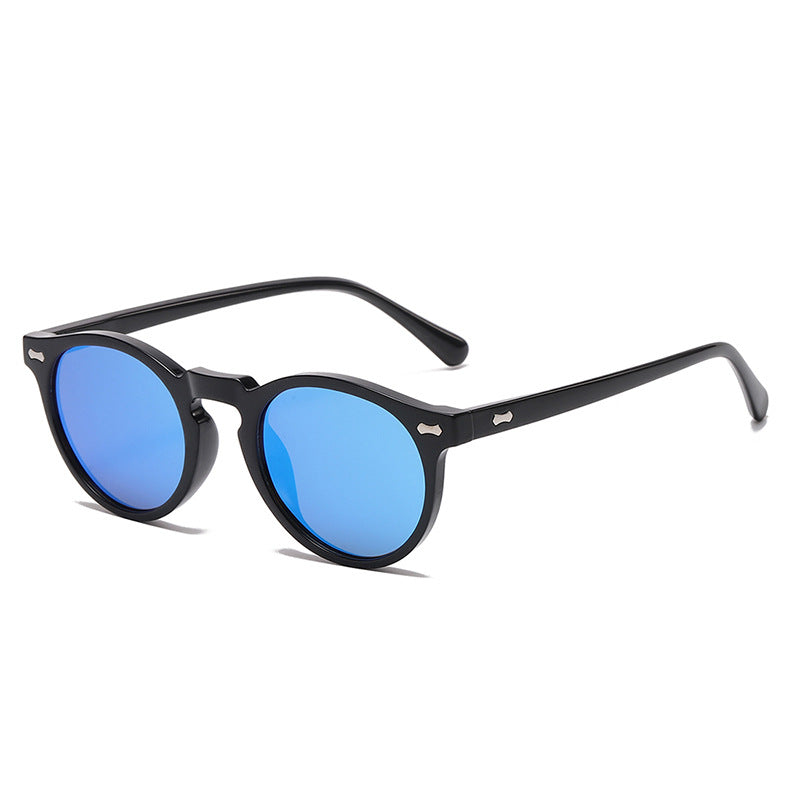 Classic Round Frame Sunglasses With Rivets - Color_12