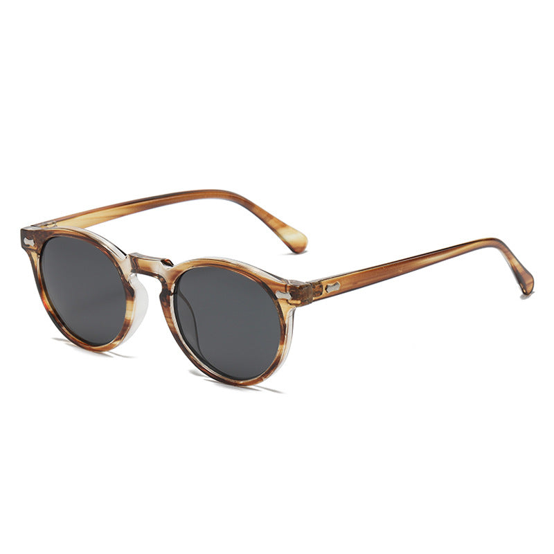 Classic Round Frame Sunglasses With Rivets - Color_15