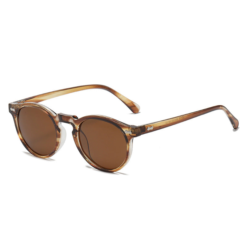 Classic Round Frame Sunglasses With Rivets - Color_16