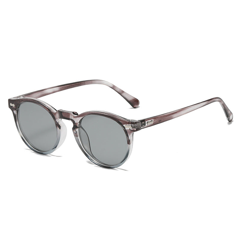 Classic Round Frame Sunglasses With Rivets - Color_17