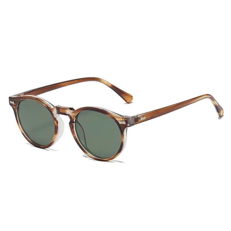 Classic Round Frame Sunglasses With Rivets - Color_20
