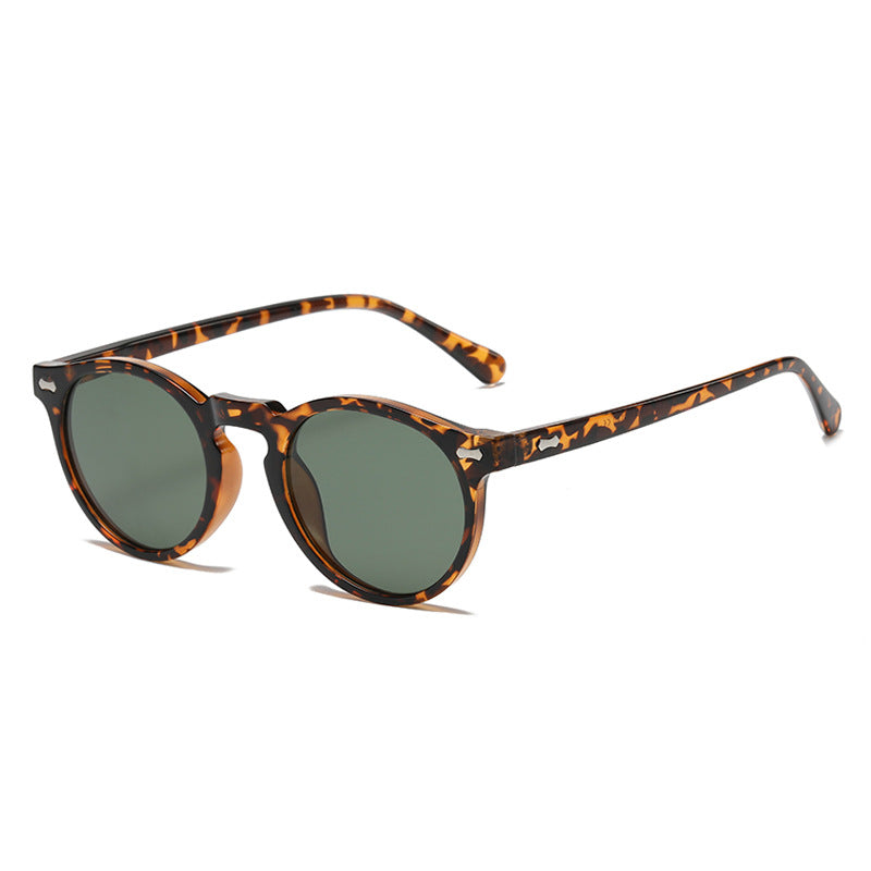 Classic Round Frame Sunglasses With Rivets - Color_22