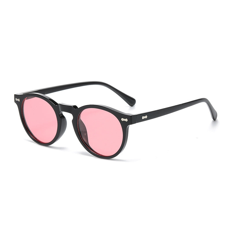 Classic Round Frame Sunglasses With Rivets - Color_23