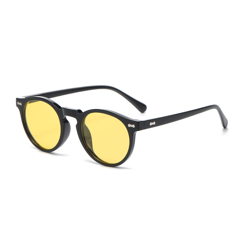 Classic Round Frame Sunglasses With Rivets - Color_25