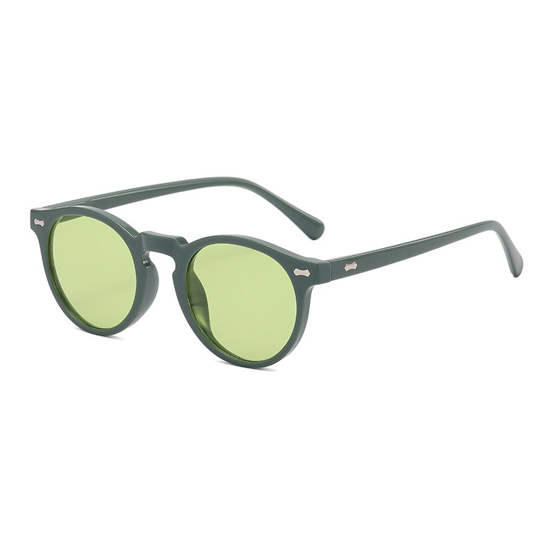 Classic Round Frame Sunglasses With Rivets - Color_28