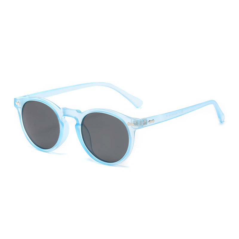 Classic Round Frame Sunglasses With Rivets - Color_32