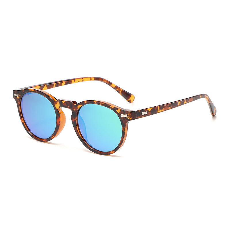 Classic Round Frame Sunglasses With Rivets - Color_35