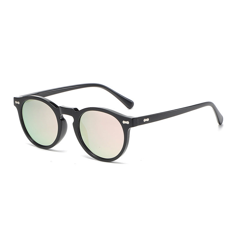 Classic Round Frame Sunglasses With Rivets - Color_36