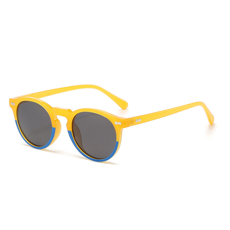 Classic Round Frame Sunglasses With Rivets - Color_37