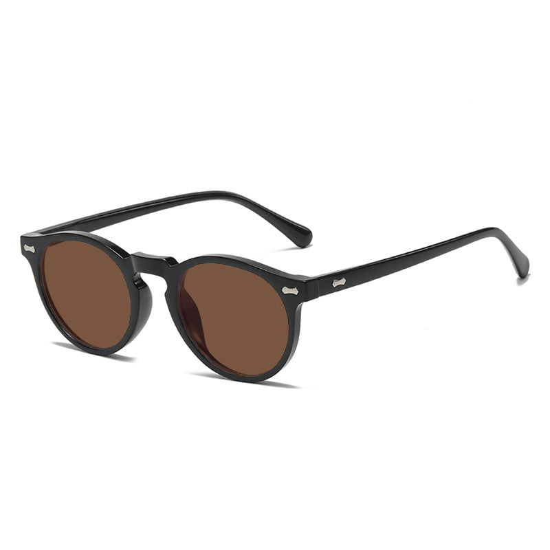 Classic Round Frame Sunglasses With Rivets - Color_38