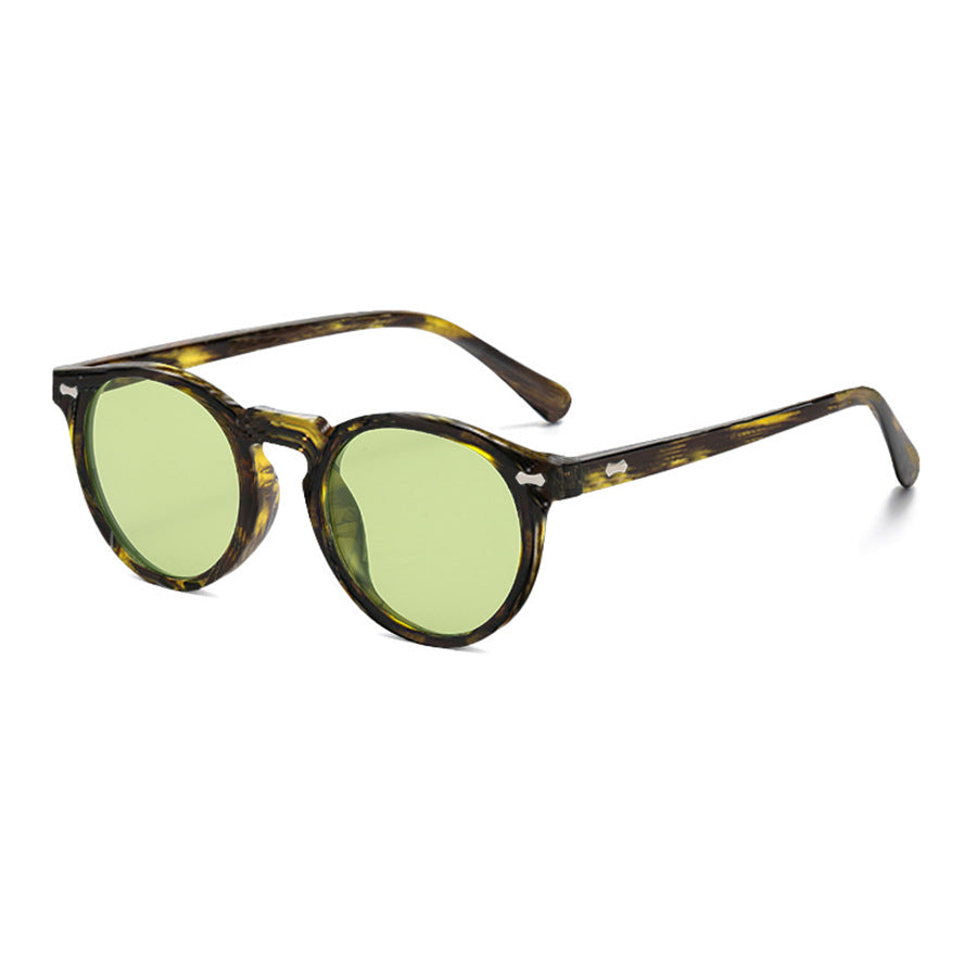Classic Round Frame Sunglasses With Rivets - Color_42