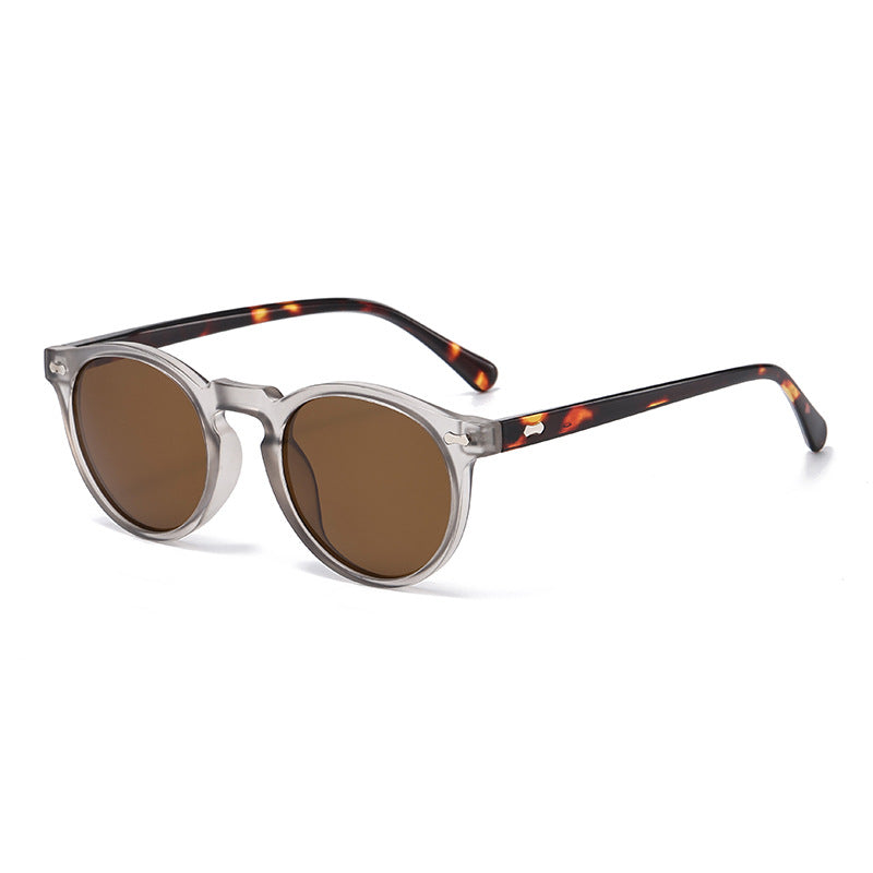 Classic Round Frame Sunglasses With Rivets - Color_43