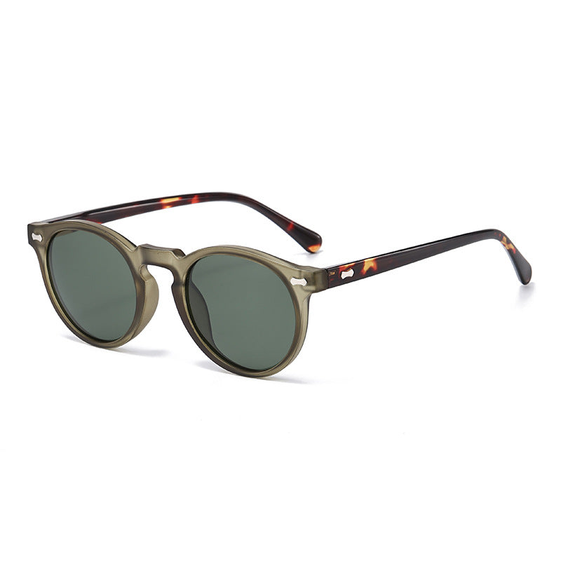 Classic Round Frame Sunglasses With Rivets - Color_48