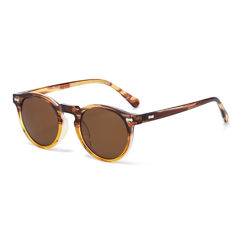 Classic Round Frame Sunglasses With Rivets - Color_49