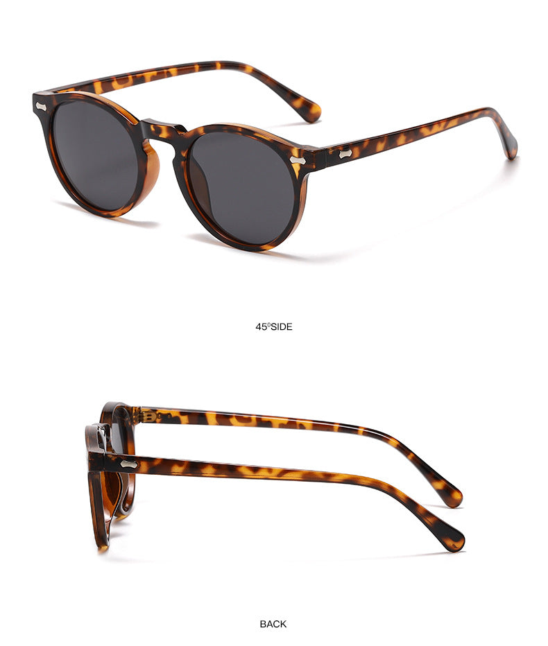 Classic Round Frame Sunglasses With Rivets