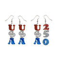 Sparkling Glitter USA 250 Letter Dangle Earrings - NO-1