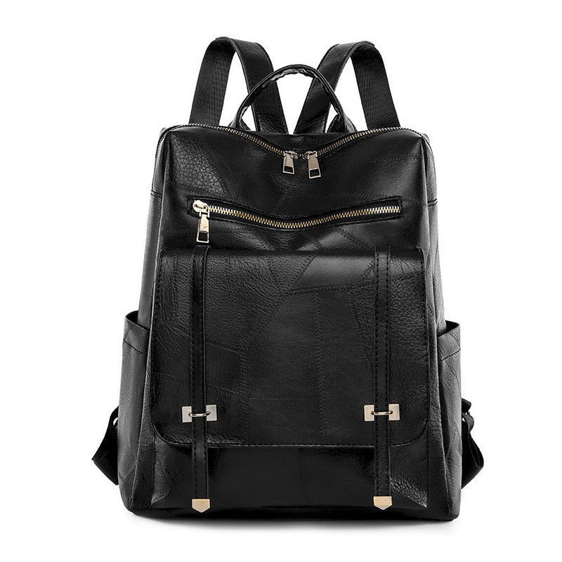 Vintage Vegan Leather Flap Pocket Backpack