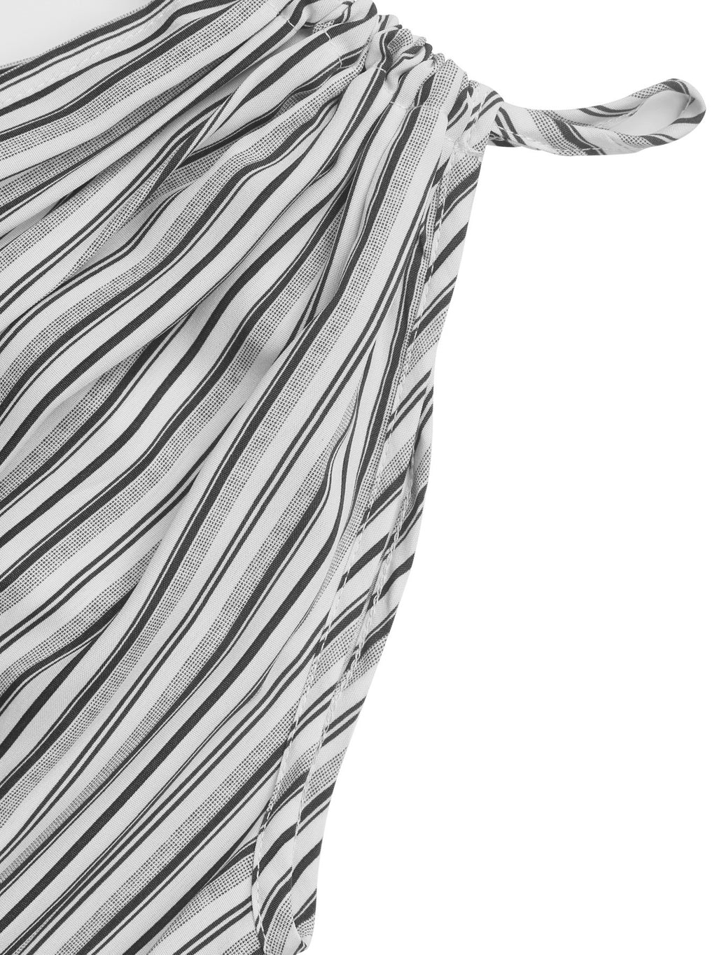 Striped Halter Tie Waist Tiered Dress - Grey - 4