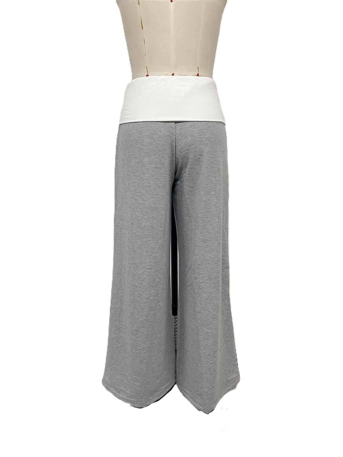 Grey Wide Leg Lounge Pants With Contrast Waistband - Grey - 2