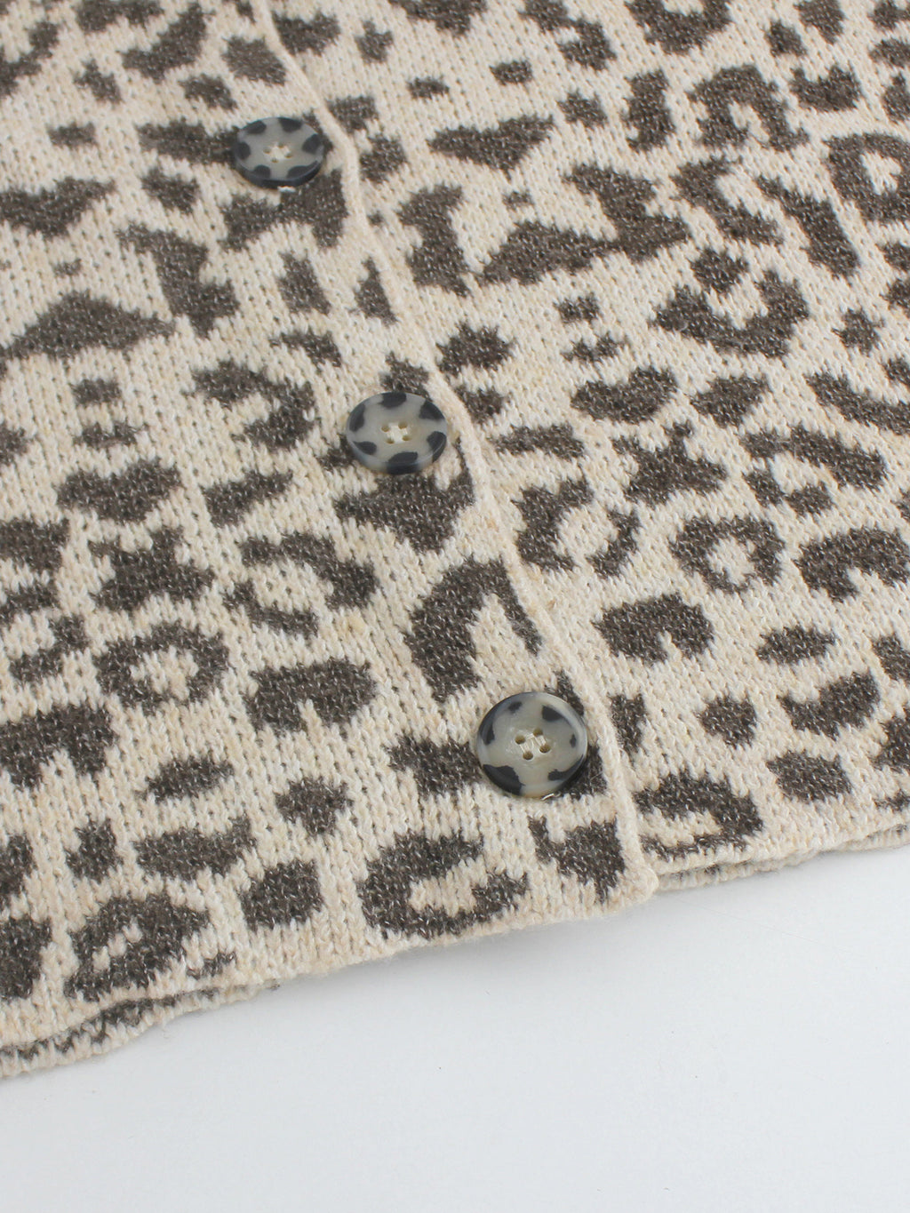 Spotted Animal Print Soft Knit Cardigan - Khaki - 8