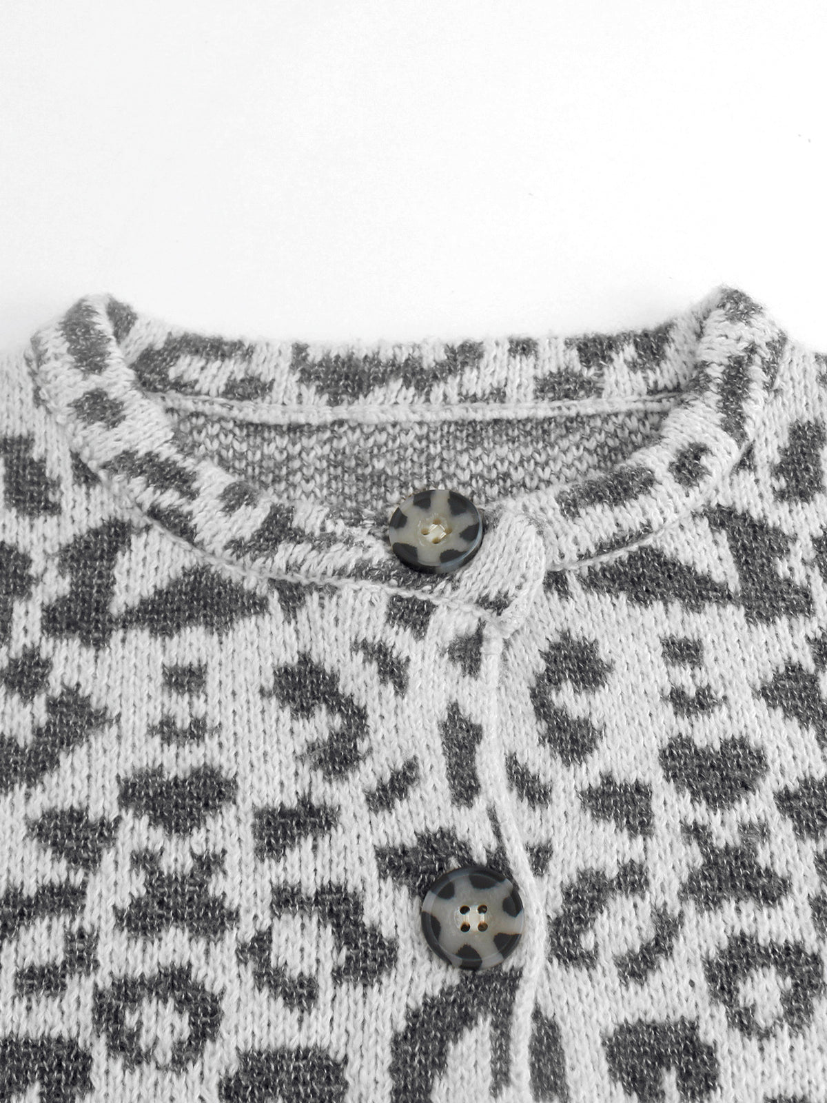 Spotted Animal Print Soft Knit Cardigan - White - 4