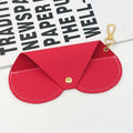 Pebbled Faux Leather Snap Glasses Case With Clip - Rose_Red