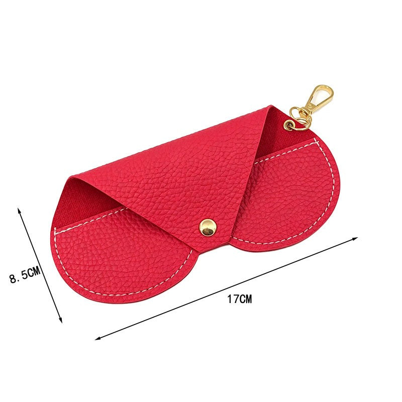 Pebbled Faux Leather Snap Glasses Case With Clip - view 1