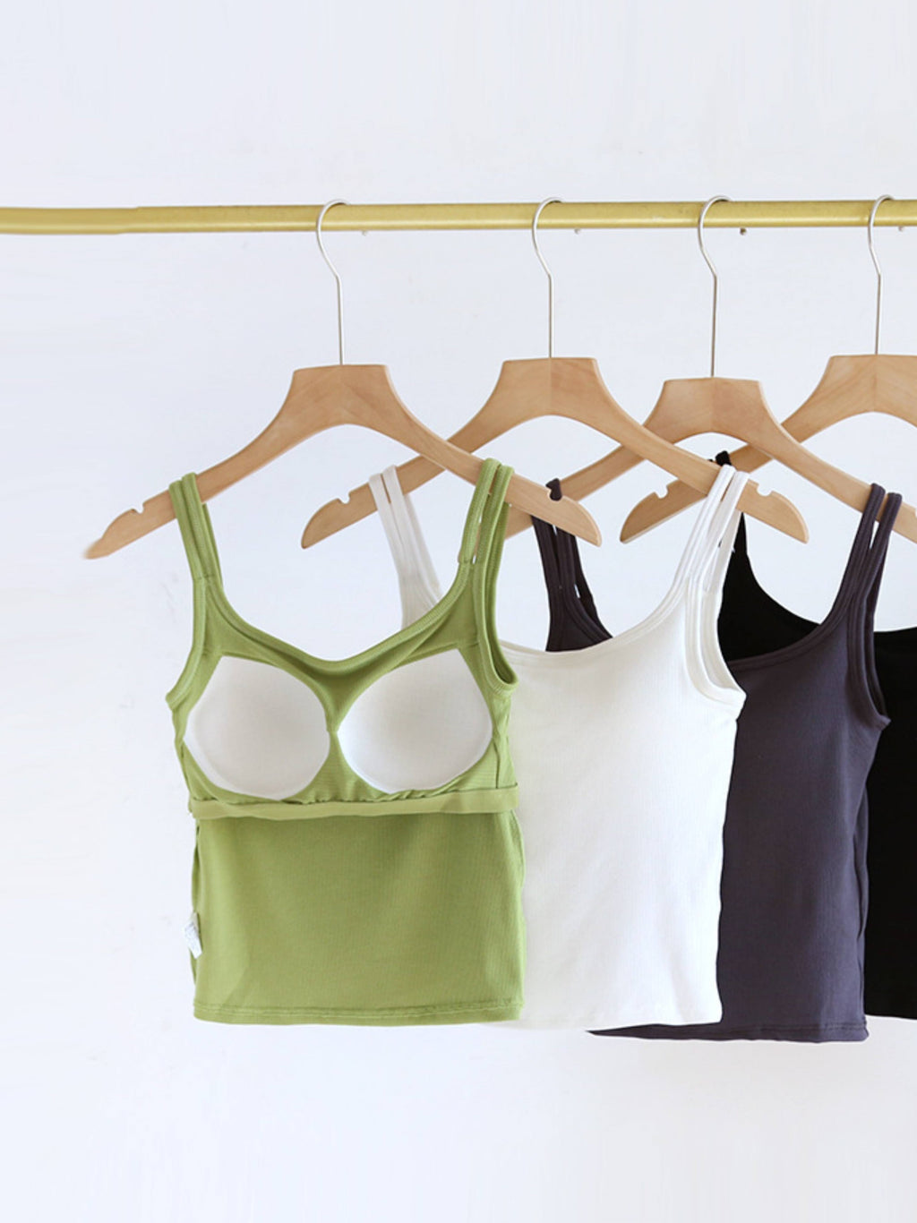 Double Strap Ribbed Tank with Built In Bra