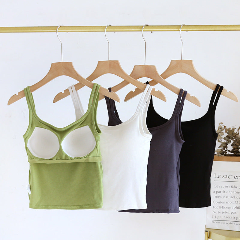 Double Strap Ribbed Tank with Built In Bra - view 3