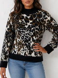 Leopard Print Open Back Knit Sweater - Black